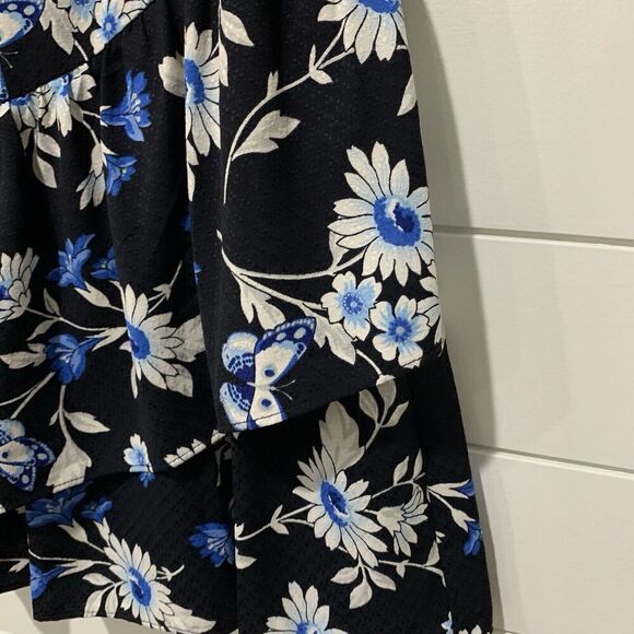 Ann Taylor | Dress Floral Butterfly Short Sleeve Knee Length Ruffles- Size Small - Picture 5 of 10